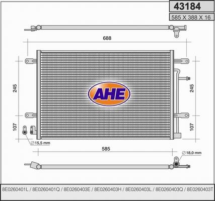 AHE 43184 - Конденсатор кондиционера autosila-amz.com