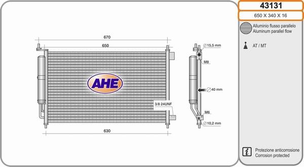 AHE 43131 - Конденсатор кондиционера autosila-amz.com