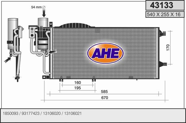 AHE 43133 - Конденсатор кондиционера autosila-amz.com