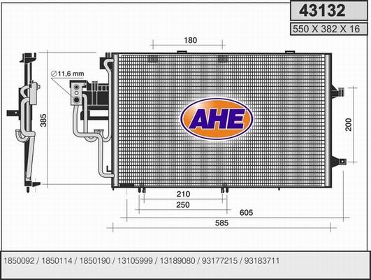 AHE 43132 - Конденсатор кондиционера autosila-amz.com