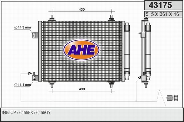 AHE 43175 - Конденсатор кондиционера autosila-amz.com
