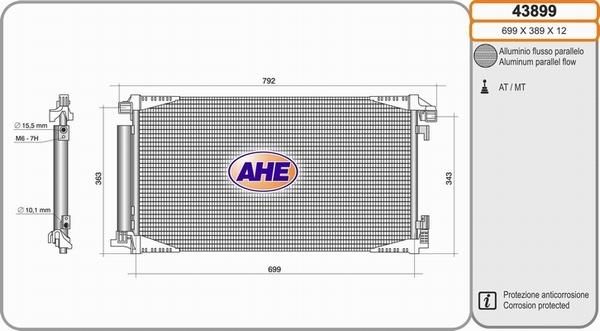 AHE 43899 - Конденсатор кондиционера autosila-amz.com