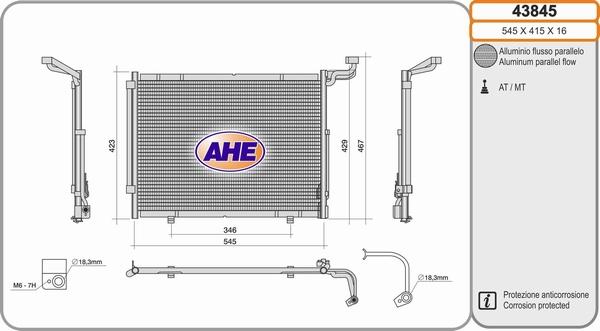 AHE 43845 - Конденсатор кондиционера autosila-amz.com