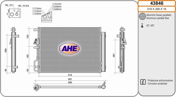 AHE 43846 - Конденсатор кондиционера autosila-amz.com