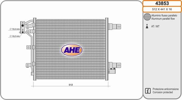 AHE 43853 - Конденсатор кондиционера autosila-amz.com