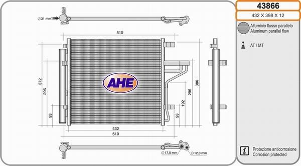 AHE 43866 - Конденсатор кондиционера autosila-amz.com
