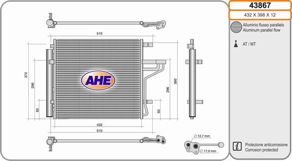AHE 43867 - Конденсатор кондиционера autosila-amz.com