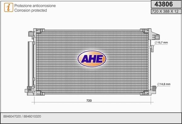 AHE 43806 - Конденсатор кондиционера autosila-amz.com