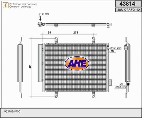 AHE 43814 - Конденсатор кондиционера autosila-amz.com