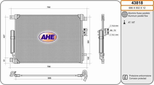 AHE 43818 - Конденсатор кондиционера autosila-amz.com