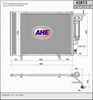 AHE 43813 - Конденсатор кондиционера autosila-amz.com