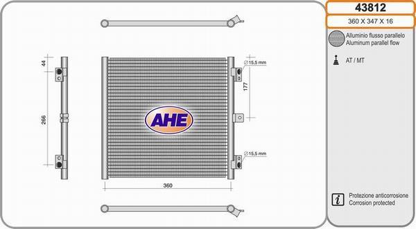 AHE 43812 - Конденсатор кондиционера autosila-amz.com
