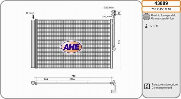 AHE 43889 - Конденсатор кондиционера autosila-amz.com