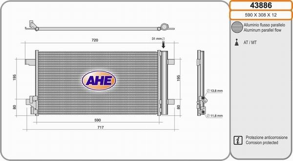 AHE 43886 - Конденсатор кондиционера autosila-amz.com