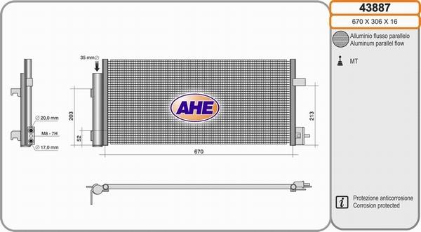 AHE 43887 - Конденсатор кондиционера autosila-amz.com