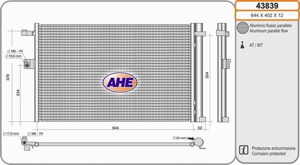 AHE 43839 - Конденсатор кондиционера autosila-amz.com