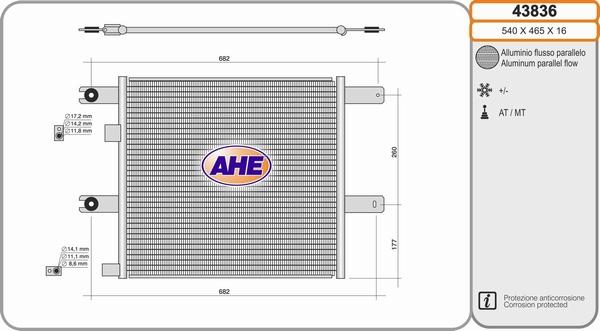 AHE 43836 - Конденсатор кондиционера autosila-amz.com