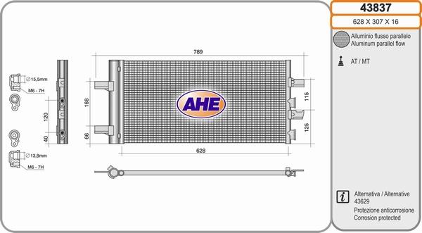 AHE 43837 - Конденсатор кондиционера autosila-amz.com
