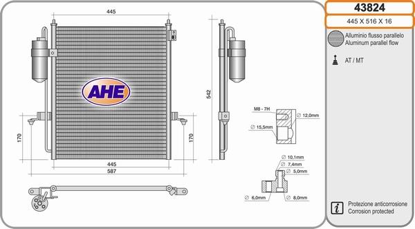 AHE 43824 - Конденсатор кондиционера autosila-amz.com