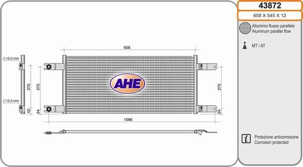 AHE 43872 - Конденсатор кондиционера autosila-amz.com