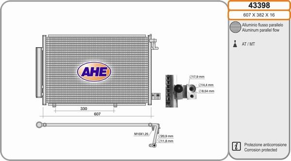 AHE 43398 - Конденсатор кондиционера autosila-amz.com