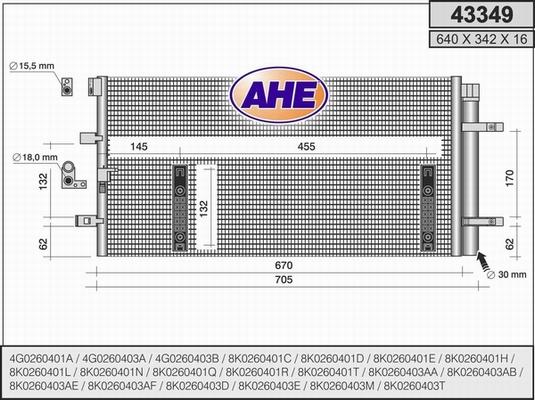 AHE 43349 - Конденсатор кондиционера autosila-amz.com