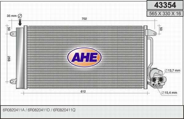 AHE 43354 - Конденсатор кондиционера autosila-amz.com