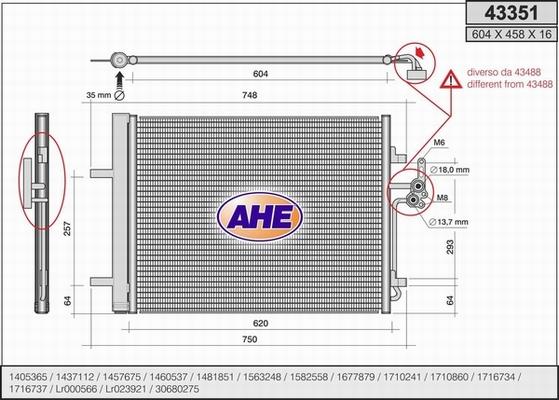 AHE 43351 - Конденсатор кондиционера autosila-amz.com