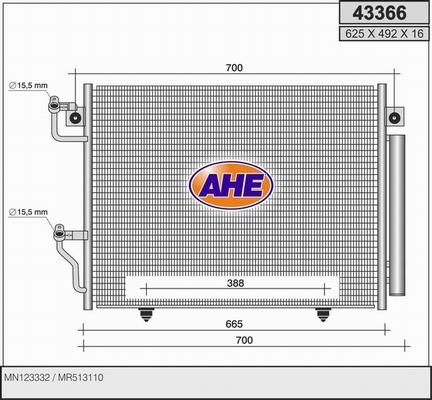 AHE 43366 - Конденсатор кондиционера autosila-amz.com