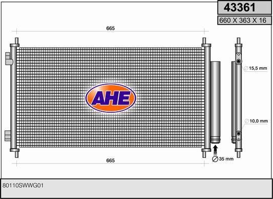 AHE 43361 - Конденсатор кондиционера autosila-amz.com
