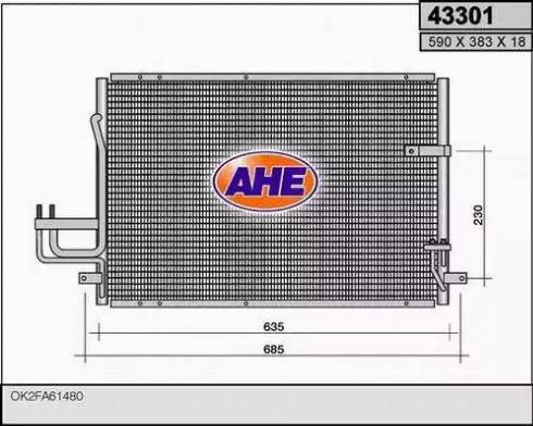 AHE 43301 - Конденсатор кондиционера autosila-amz.com