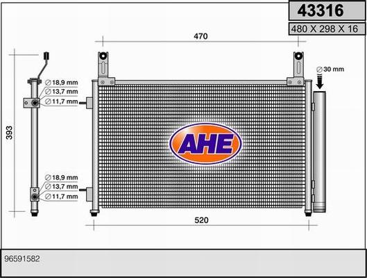 AHE 43316 - Конденсатор кондиционера autosila-amz.com