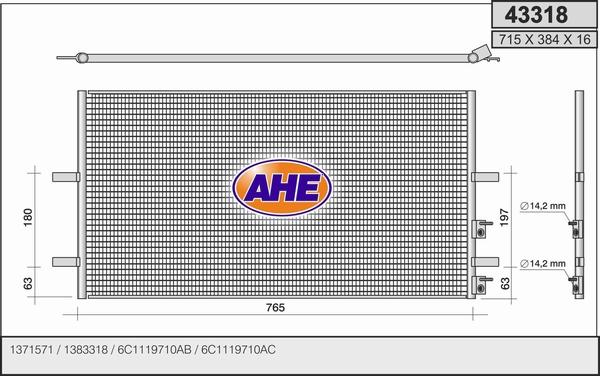 AHE 43318 - Конденсатор кондиционера autosila-amz.com