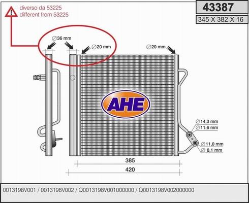 AHE 43387 - Конденсатор кондиционера autosila-amz.com