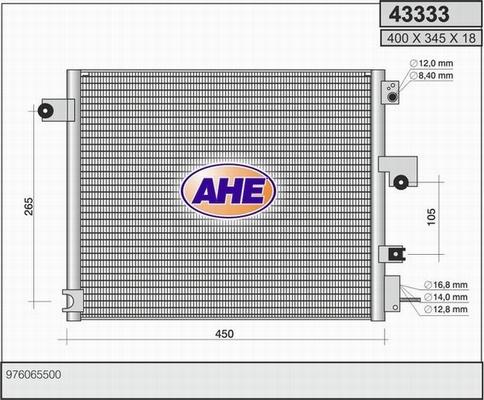 AHE 43333 - Конденсатор кондиционера autosila-amz.com