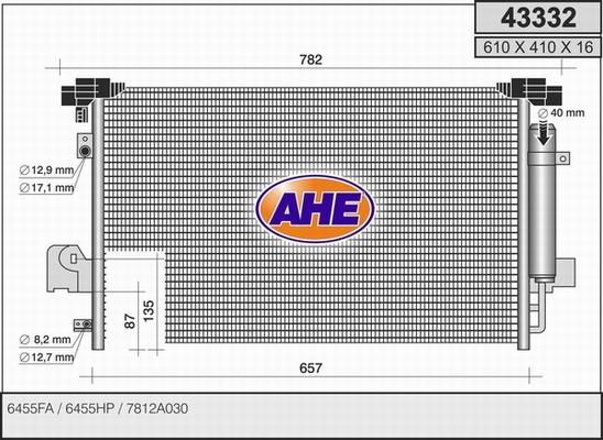 AHE 43332 - Конденсатор кондиционера autosila-amz.com