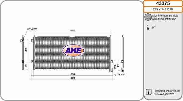 AHE 43375 - Конденсатор кондиционера autosila-amz.com