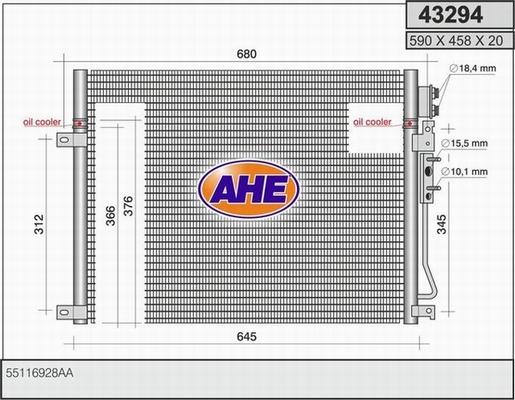 AHE 43294 - Конденсатор кондиционера autosila-amz.com