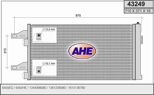 AHE 43249 - Конденсатор кондиционера autosila-amz.com