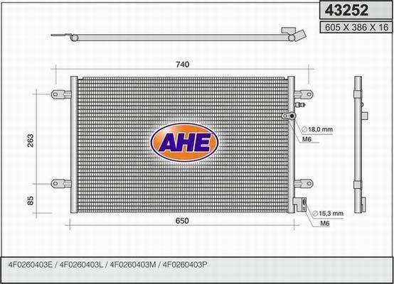 AHE 43252 - Конденсатор кондиционера autosila-amz.com