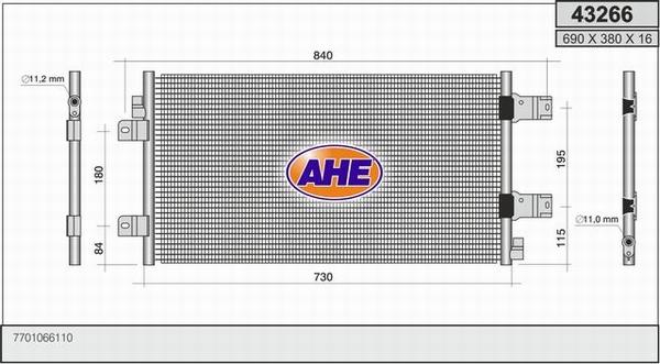 AHE 43266 - Конденсатор кондиционера autosila-amz.com