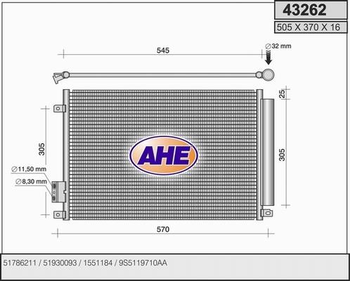 AHE 43262 - Конденсатор кондиционера autosila-amz.com