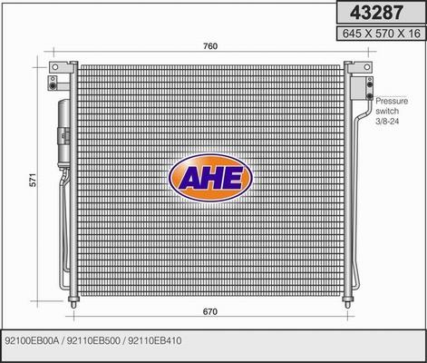 AHE 43287 - Конденсатор кондиционера autosila-amz.com