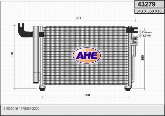 AHE 43279 - Конденсатор кондиционера autosila-amz.com