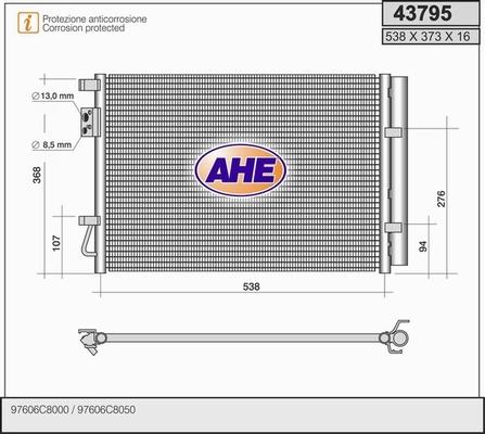 AHE 43795 - Конденсатор кондиционера autosila-amz.com