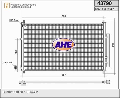 AHE 43790 - Конденсатор кондиционера autosila-amz.com