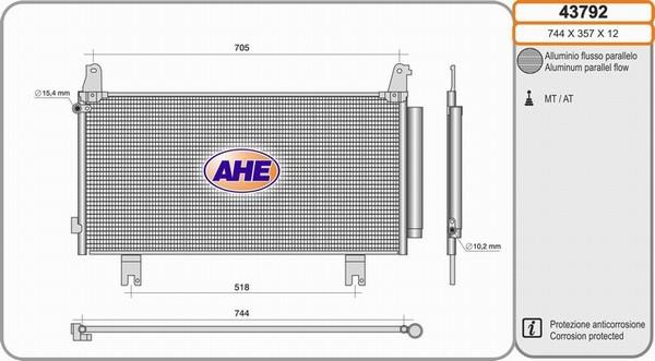 AHE 43792 - Конденсатор кондиционера autosila-amz.com