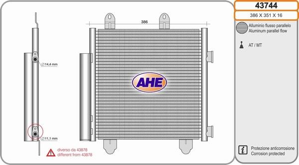 AHE 43744 - Конденсатор кондиционера autosila-amz.com