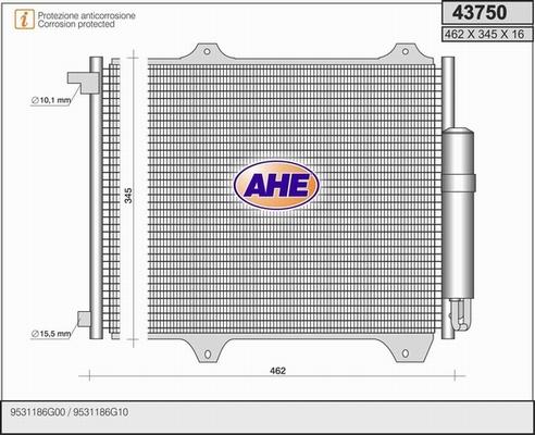 AHE 43750 - Конденсатор кондиционера autosila-amz.com