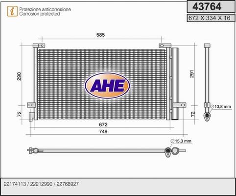 AHE 43764 - Конденсатор кондиционера autosila-amz.com